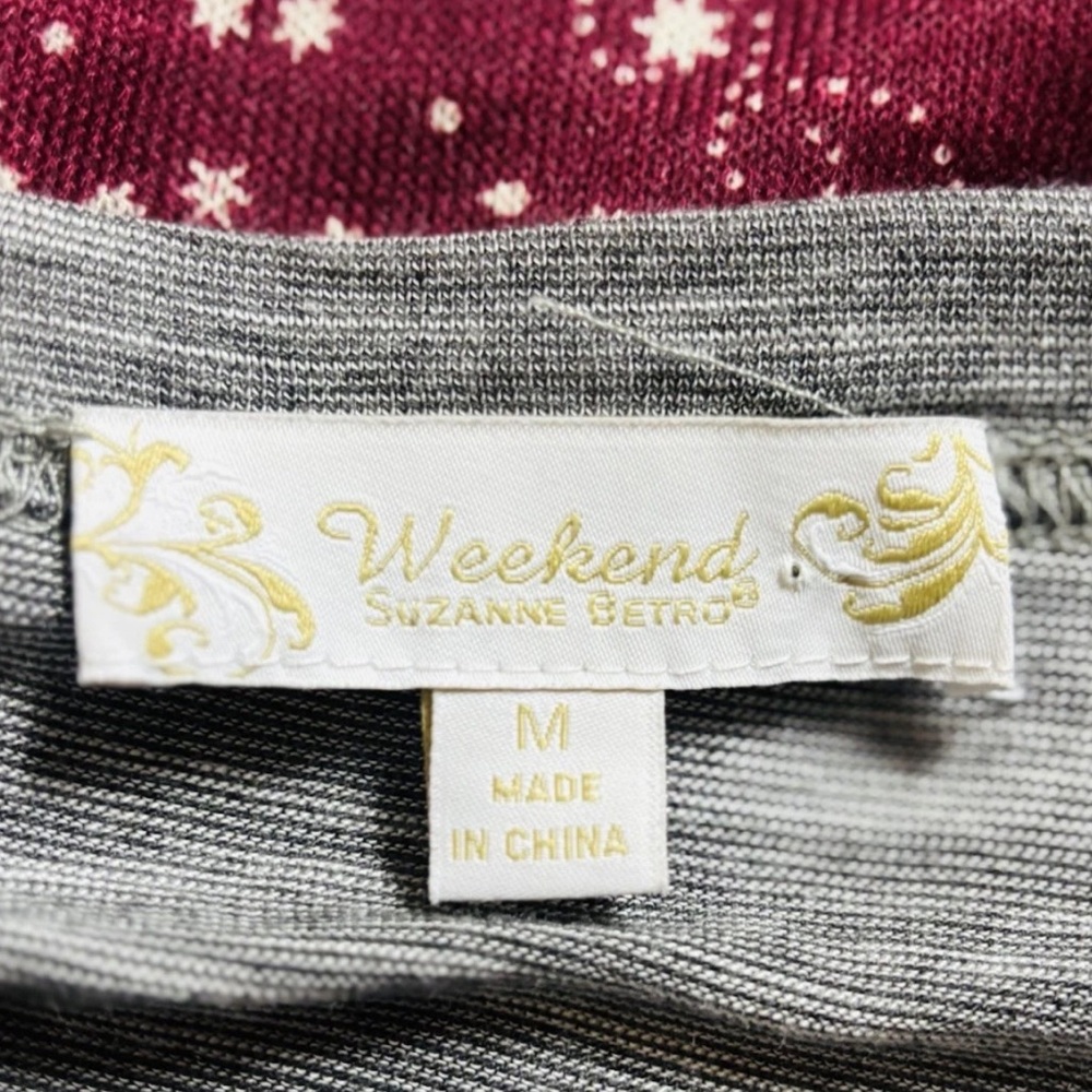 Suzanne Betro Weekend Wine Gray Bandana Print Henley Top Women’s Size M Boho - Picture 4 of 9